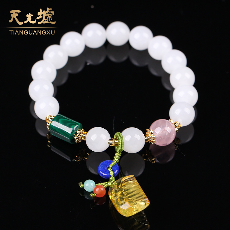 和田玉手饰天然和田白玉玉石手链厂家珠宝玉器批发HTY3007