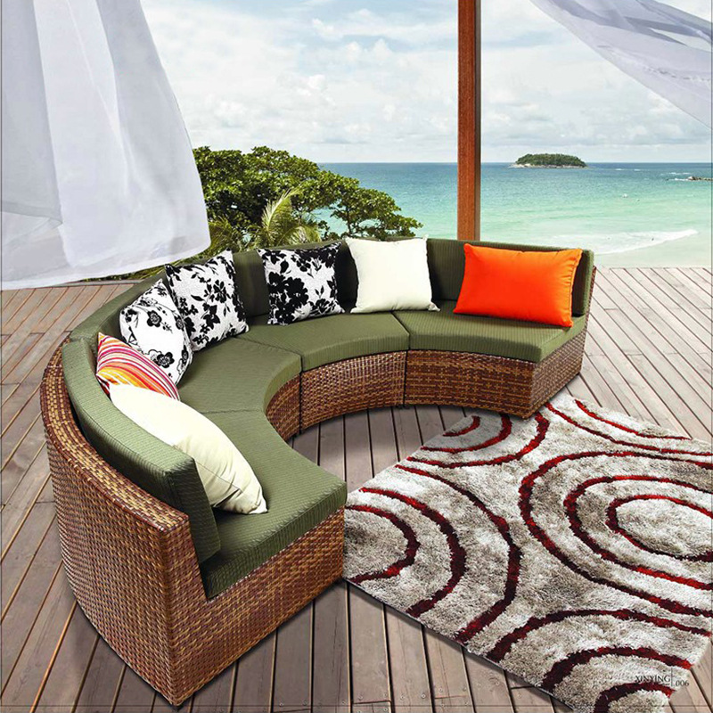 户外半圆形藤沙发组合弧形沙发露天阳台花园设计园沙发客厅藤编