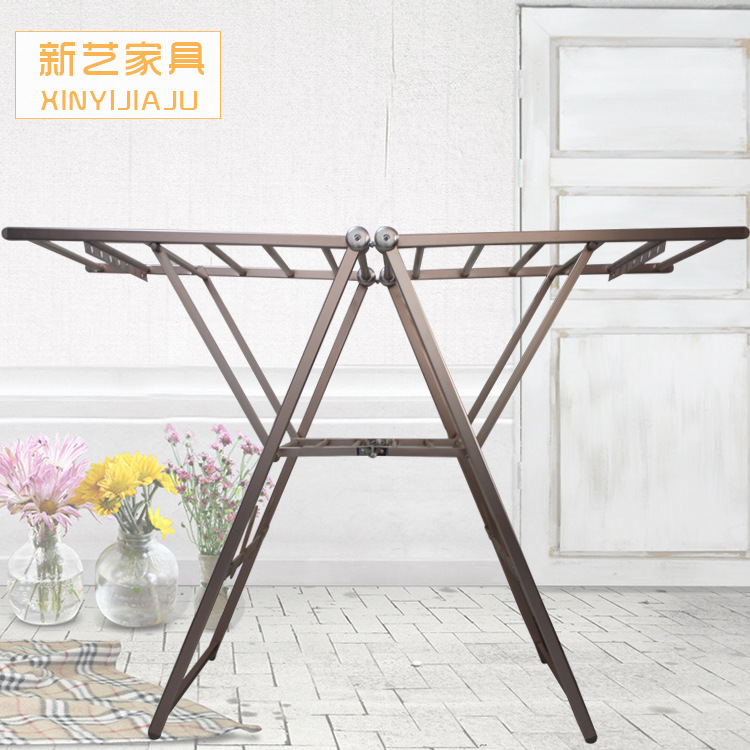 不锈钢晾衣架 落地折叠加厚铝制翼型晒衣架晾衣架烘干衣架厂家