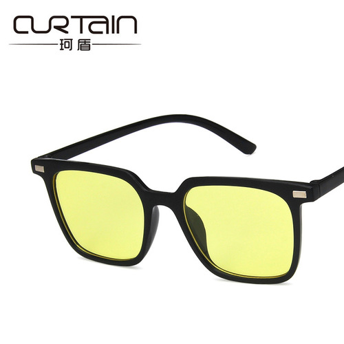 2019 Korean version of trendy square frame sunglasses, fashionable ocean piece, rice nail sunglasses, personalized cross-border sunglasses for men and women
