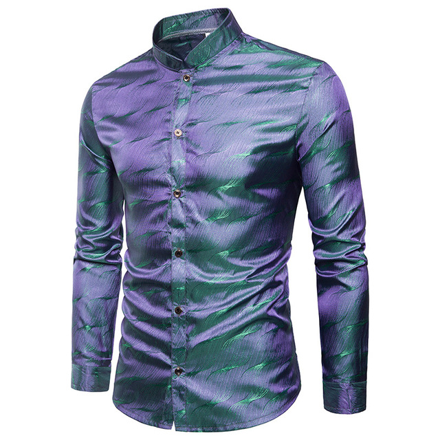 Men’s Shirts Bright Night Club Daren Tencel Collar Fashion Shirts