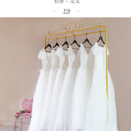 铁艺婚纱架影楼高档展示架子店用礼服悬挂衣服架落地式金色