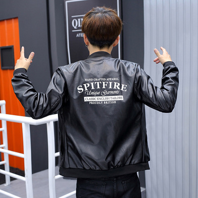 男士皮衣外套2018新款韩版修身潮流立领皮夹克帅气机车服工厂直销