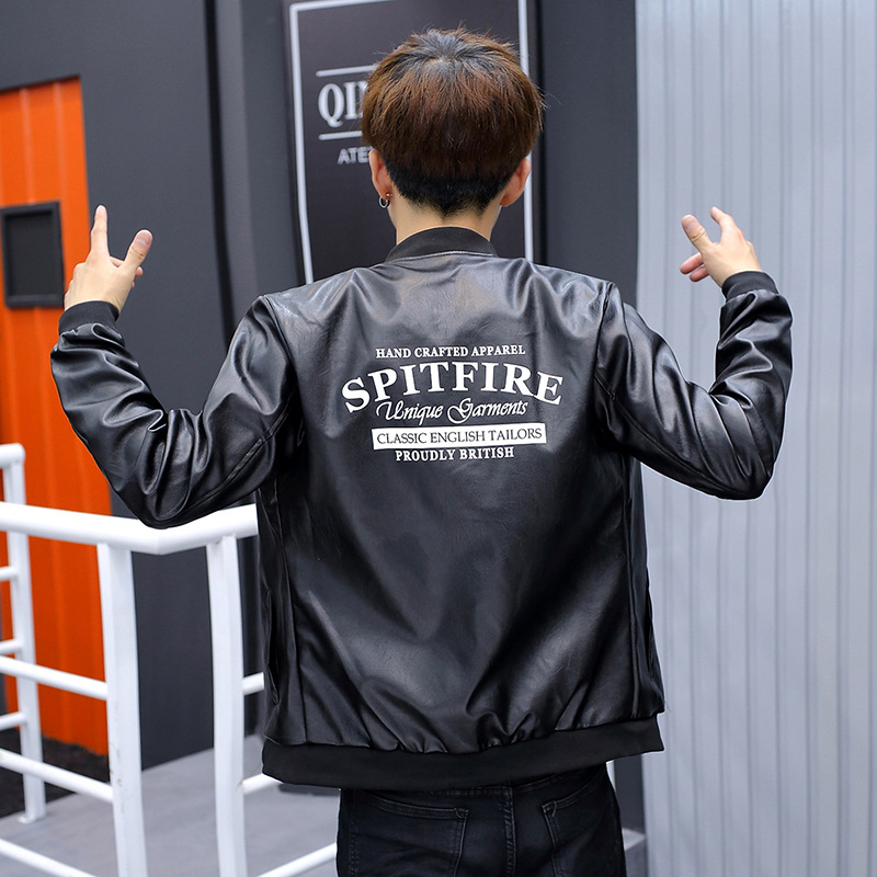 男士皮衣外套2018新款韩版修身潮流立领皮夹克帅气机车服工厂直销