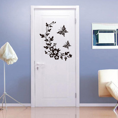 Custom-Made Wall Decals: Butterfly & Flower Vine Design for Toilets, Removable Decorative Art—Factory Wholesale