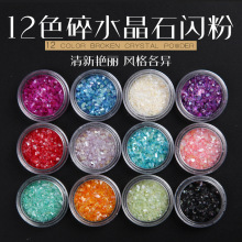 12色贝壳粉 美甲贝壳粉套装 光疗水晶甲装饰品 美甲亮片粉闪粉
