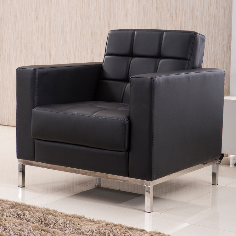 深圳辦公家具簡約現代辦公沙發 前台接待皮制沙發時尚鋼架皮沙發