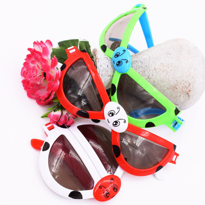 瓢虫儿童眼镜夏季热销卡通塑料变形可折叠眼镜一元2元店货源批發|ru