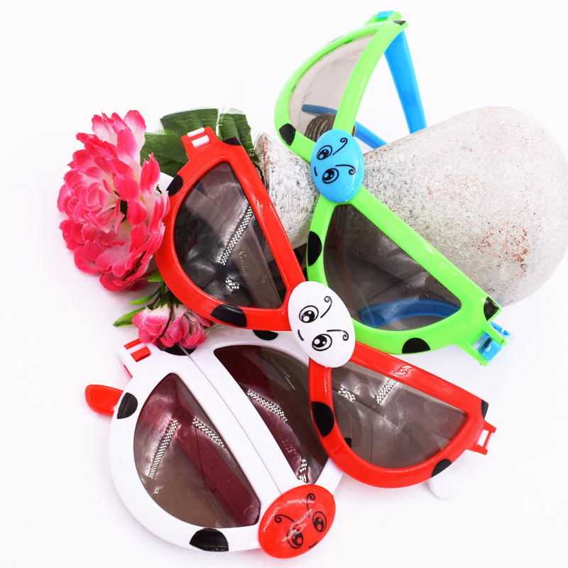 瓢虫儿童眼镜夏季热销卡通塑料变形可折叠眼镜一元2元店货源批發|ru