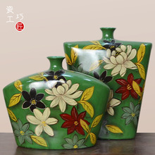 美式田园乡村创意美人花瓶 田园陶瓷花瓶 欧式复古装饰工艺品摆件