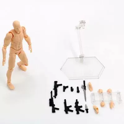 Тело артикулированной фигуры (Figma) Молодежное издание 2.0 — серебристо‑серый оттенок кожи, база с 13 см позируемая