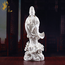 梵趣德化白瓷观世音菩萨佛像摆件刘松青瓷雕艺术品26寸立荷观音像