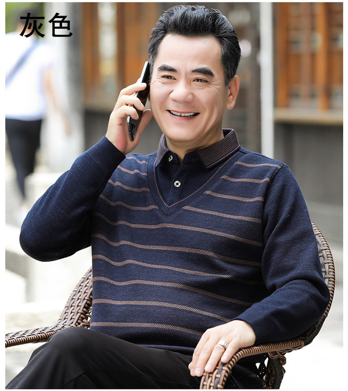 Middle-aged Men's Fleece-lined Sweater Knitted Sweater Men's Middle-aged and Elderly People's Fleece-lined Thickened Fake Two-piece Sweater Men's Father's Winter Clothes Middle-aged Men's Fleece-lined Sweater Knitted Sweater Men's Middle-aged and Elderly People's Fleece-lined Thickened Fake Two-piece Sweater Men's Father's Winter Clothes