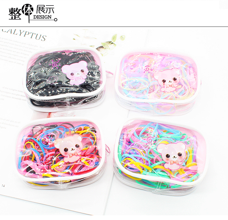 Koreanischer Einweg-haarring Cartoon Transparente Tasche Kinder Farbe Gummiband Gummiband Kopfs Eil Haarschmuck Haarschmuck 2021 display picture 3