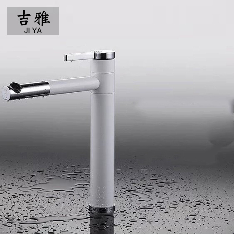 Caliente y fría Cuenca del grifo Mesa inferior cuenca giratoria pintura grifo blanco grifo