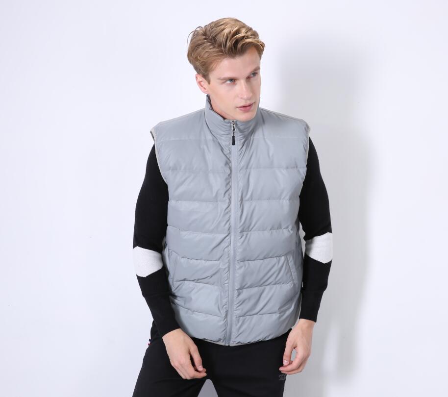 Abbigliamento da uomo invernale riflettente bianco anatra gilet di seta e cotone gilet caldo per sport all'aria aperta_voghion.com