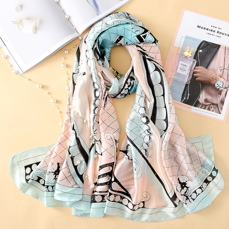 Floral Elegant High-End Faux Silk Scarf 4