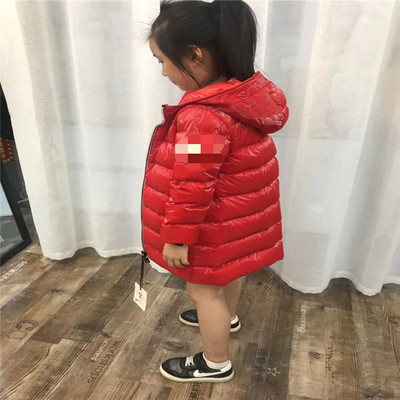 2018 winter children Down Jackets Children's clothing girl Boy Children Mid length version silvery baby Overknee Down Jackets