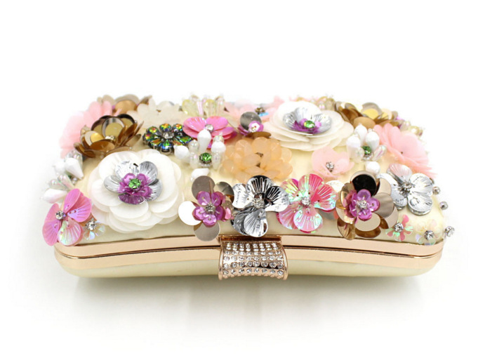 360g Weight Polyester Lining Material Magnetic Buckle Closure Type Single Shoulder Strap Strap Type Shoulder Bag, Evening Bag Bags Type Daily, Party Occasion Polyester Material Flower Pattern All Seasons Season Women'S Gender Fashion Style Square Shape Small Size Polyester Flower Square Clutch Evening Bag 2