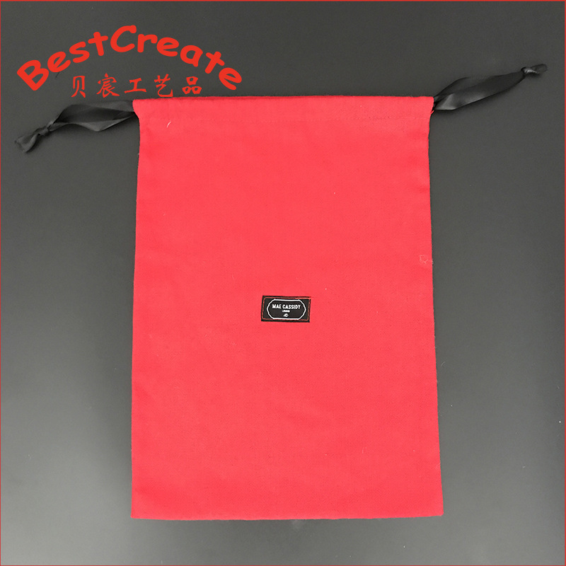 精品帆布袋 8安红色礼品抽绳收纳袋 环保全棉购物袋 束口帆布袋