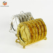 欧式提子花金属杯垫杯碟蛋糕碟干果碟迷你零食碟厨房用品 展示架