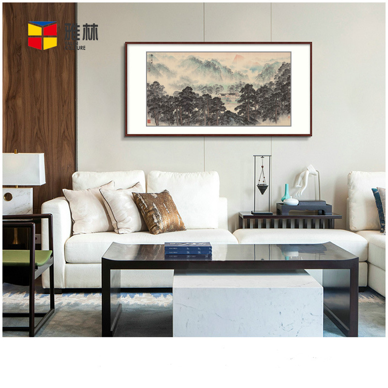 国画客厅装饰画办公室横幅中式山水画宋文治韶山朝晖大幅酒店配画-阿里巴巴