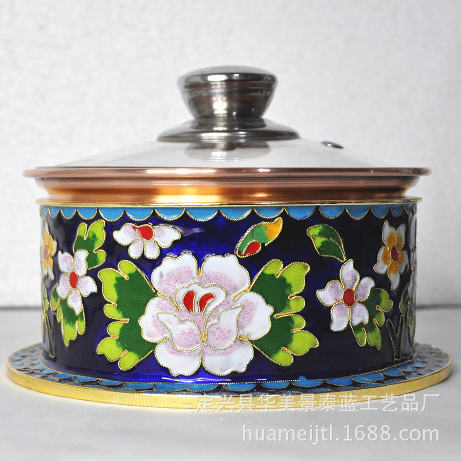 手工景泰蓝铜火锅 花丝直筒火锅 一人一味单人涮涮电磁炉铜火锅|ms