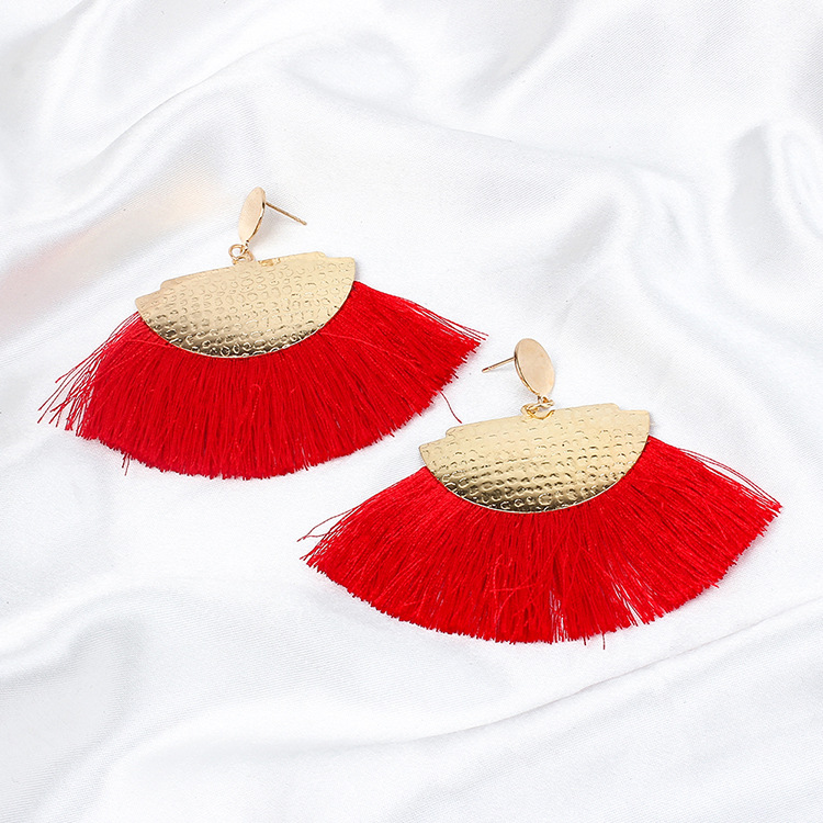 New Ethnic Style  Fashion Bright Color Cotton Tassel Earrings display picture 3