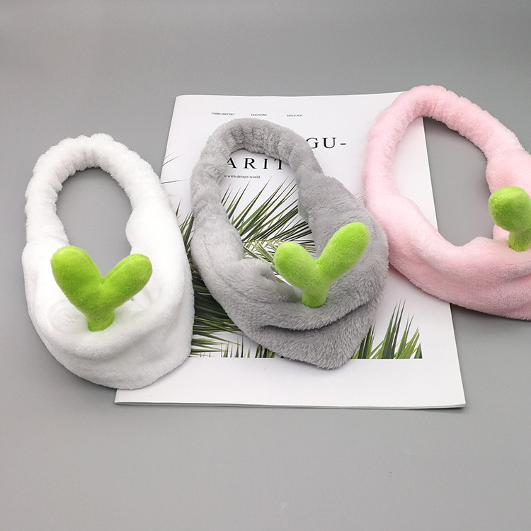 Korean Fashion New Cute Selling Cute Little Bean Sprouts Cactus Face Wash Hairband Makeup Wide-brimmed Headband Nihaojewelry Wholesale display picture 4