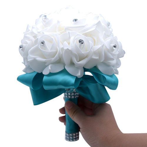Western pe wedding bouquet satin ribbon artificial flower bouquet wedding supplies manufacturer D746 