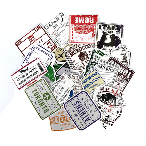 60 sheets/retro postmark stamp aviation sticker European and American style visa sticker sticker travel luggage sticker
