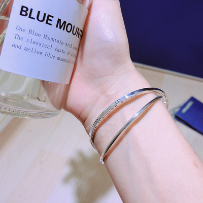 正生同款足银999 纯银手镯 双环闭口银镯子 女款银饰|ru