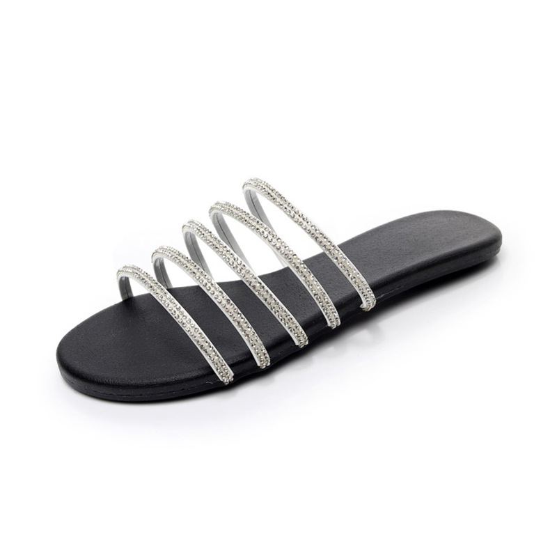 women's solid color sandals flat