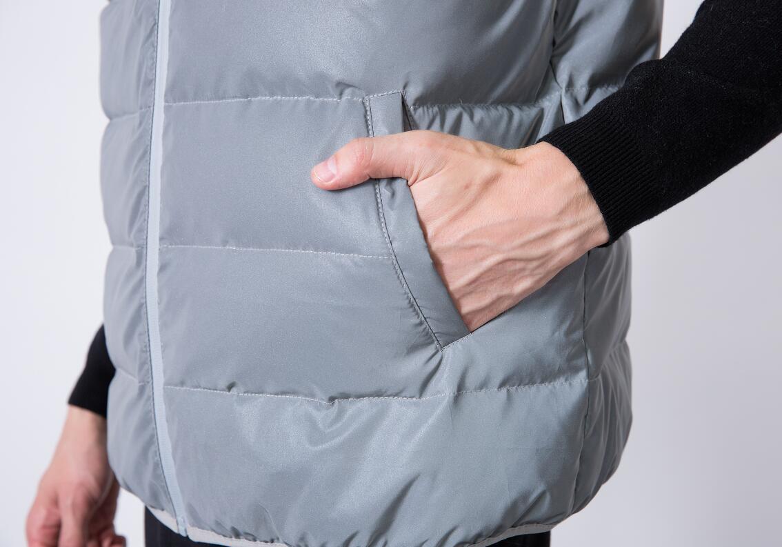 Abbigliamento da uomo invernale riflettente bianco anatra gilet di seta e cotone gilet caldo per sport all'aria aperta_voghion.com