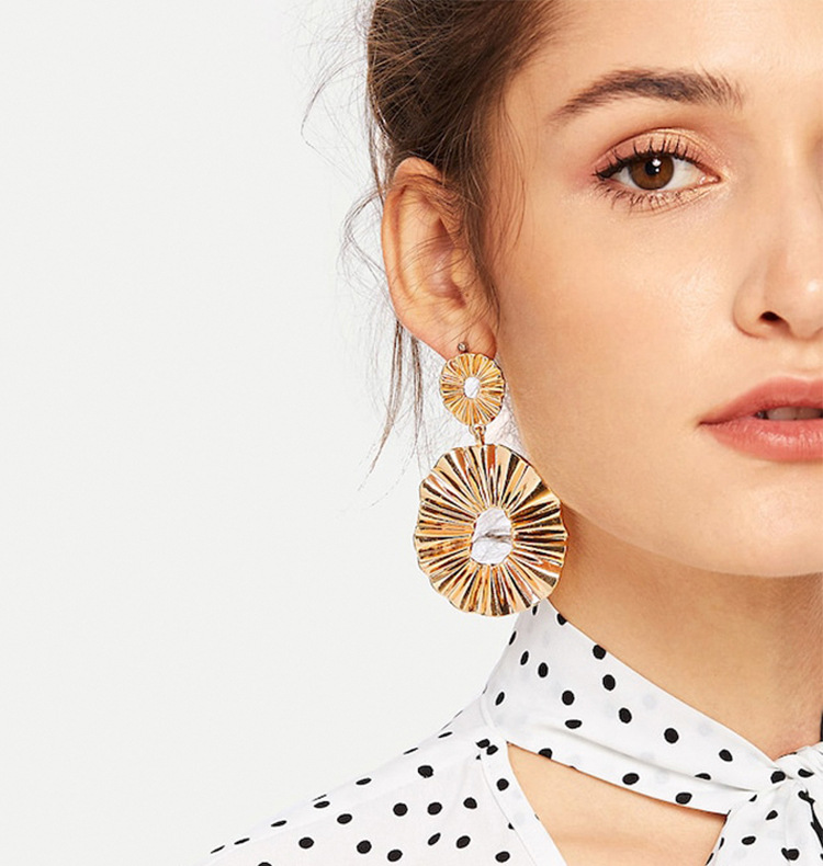 欧美风格夸张耳环新款个性潮流几何波浪款耳饰时尚潮女合金耳环女|ms