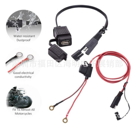 2.1A авто-мотоцикл яхта корабль модификация SAE к USB кабель адаптер водонепроницаемый USB быстрое зарядное устройство