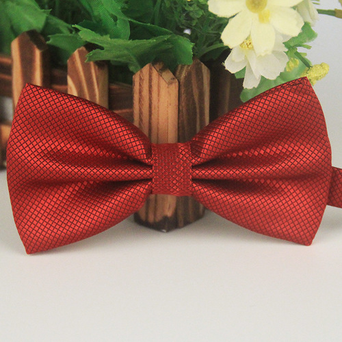 Multicolored polyester casual jacquard plain fine check linen business bow tie necktie Shengzhou factory wholesale