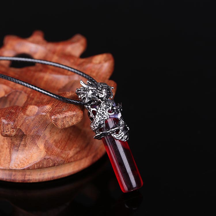 Fashionable domineering shaped crystal necklace, trendy and cool Chine dragon pendant, men's punk neck chain_voghion.com