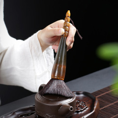 【養壺筆】原生態牛角羊角黑檀木羊毛茶道零配件茶盤清理筆刷批發