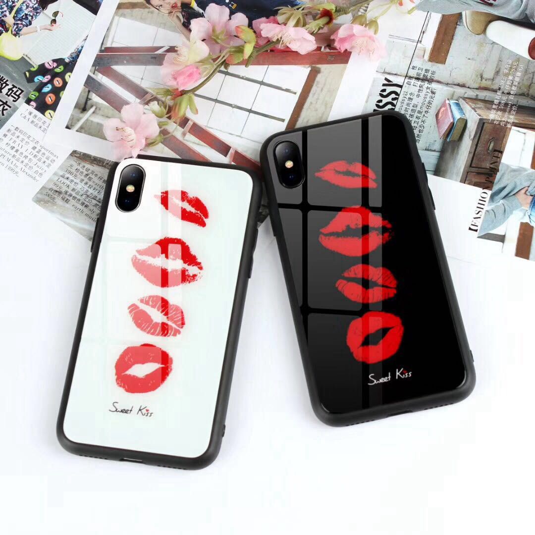 iPhone7plus手机壳创意嘴唇苹果X钢化玻璃全包8p防摔保护套6s情侣