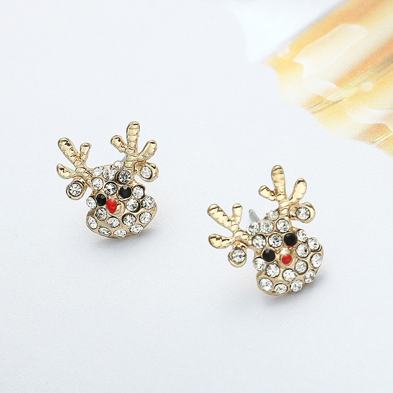 Alloy Material Christmas Festival 1 Pair Christmas IG Style Cute Christmas Hat Elk Inlay Alloy Rhinestones Drop Earrings Ear Studs