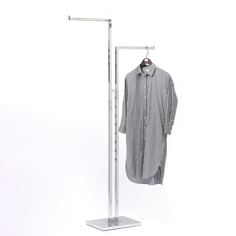 现代简约落地高低正挂晾衣架不锈钢商店展示架复古衣帽架一件代发
