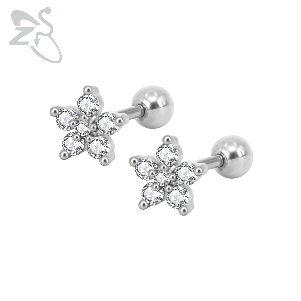 European and American Star Zircon Earrings Women's Personalized Stainless Steel Ear Piercing Jewelry detail image 9