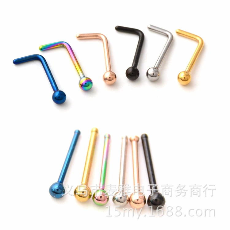 Титановая сталь Медицинская сталь Изогнутый стержень Прямой стержень Шарик Невидимая серьга Нос Ноготь Маленькая серьга Ногтей Ухо Кость Серьга для поднятия ногтей W01