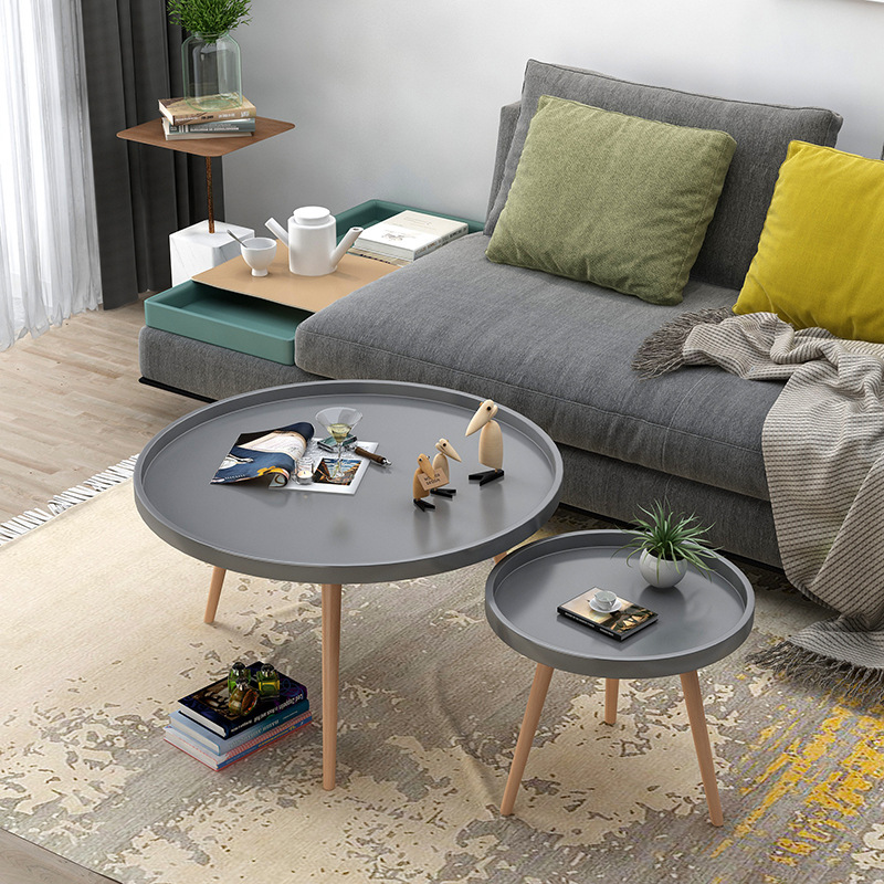 北欧简约茶几客厅小桌子圆形迷你沙发边几阳台实木矮脚小茶几批发