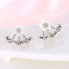 Silver needle, earrings, cute universal accessory, silver 925 sample, Japanese and Korean, European style, flowered