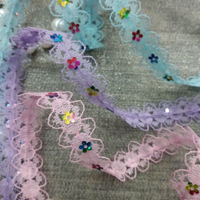 手工芭比迷糊娃娃配件輔料140無彈蕾絲花形亮片民族服裝服飾配件