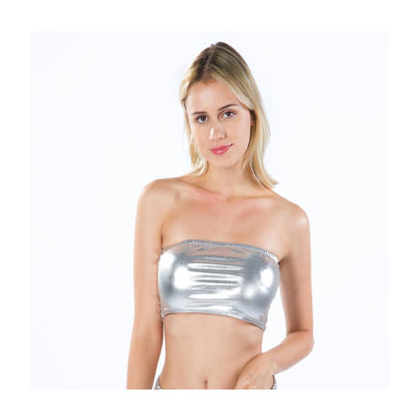 Cross-border exclusive for European and American new women's nightclub stage wear wrapped chest patent leather solid color tube top bottoming shirt performance clothing