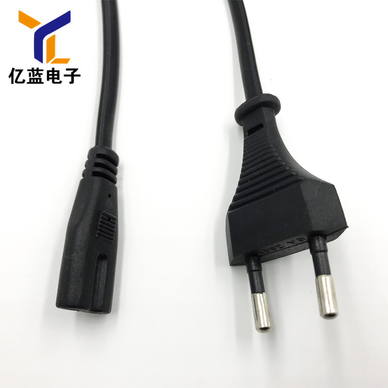 厂家直销1.5米2*0.3平方两圆插八字尾现货欧规欧标欧式插头电源线