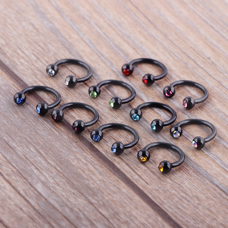 10-Pack Mixed Color Septum Nose Ring Hinged Segment Nail Piercing Jewelry Ear Studs for Women detail image 10